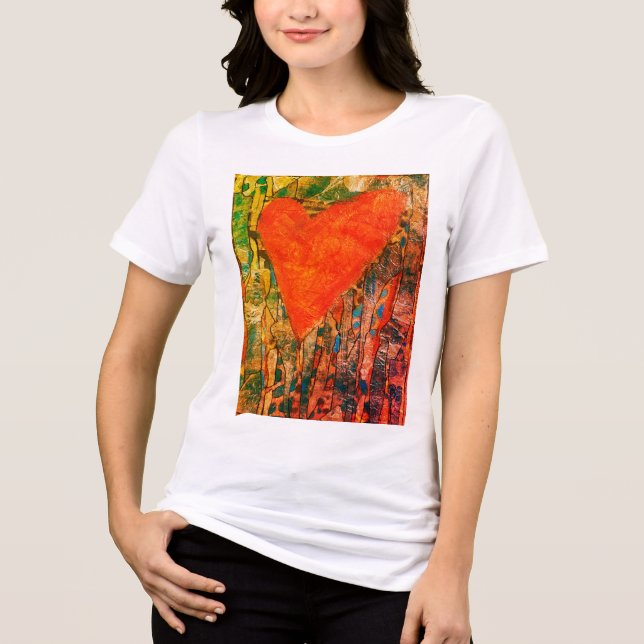 Kvinnors mosaikhjärtan Alla hjärtans T Shirt (Framsida)