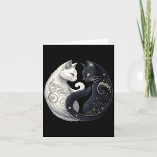 Kvinnors Mystiska Yin Yang Katt Symbol Svart Vit Kort