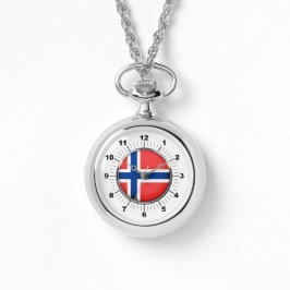 Kvinnors Norge Flagga Wraparound Silver Watch Armbandsur