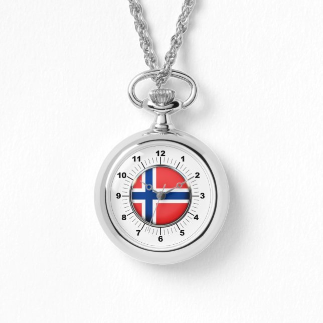 Kvinnors Norge Flagga Wraparound Silver Watch Armbandsur (Framsida)