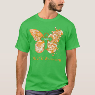 Kvinnors Orange Butterfly Faith ADHD Awareness 131 T Shirt