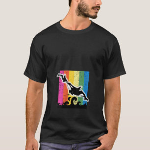 Kvinnors Orca Family Vintage Retro Art Killer Whal T Shirt