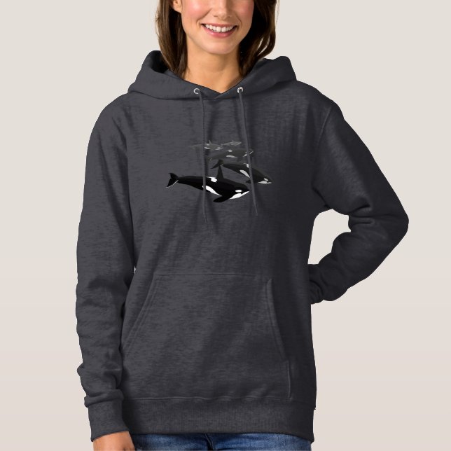 Kvinnors Orca Hoodie Killer Whale Dam Sweatshirt Tee (Framsida)