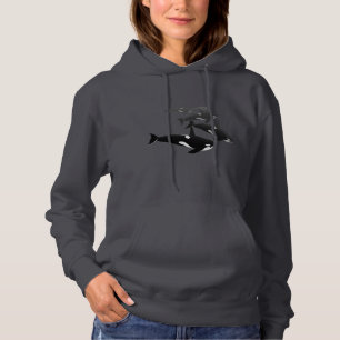 Kvinnors Orca Hoodie Killer Whale Dam Sweatshirt Tee