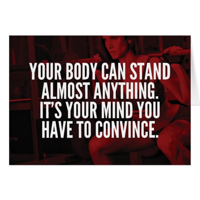 Kvinnors Ord för inspiration till träning Hälsningskort (Framsidan Horizontal)