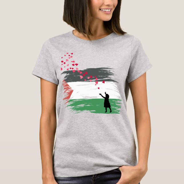 Kvinnors palestinska hopp och kärlek t shirt (Framsida)
