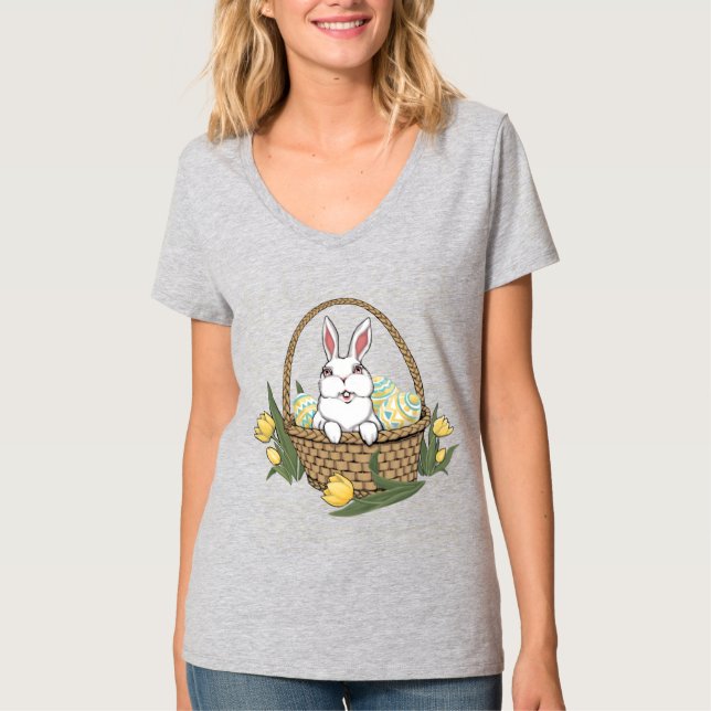 Kvinnors Påsk Shirt Påskhare Basket Jersey Tröja (Framsida)