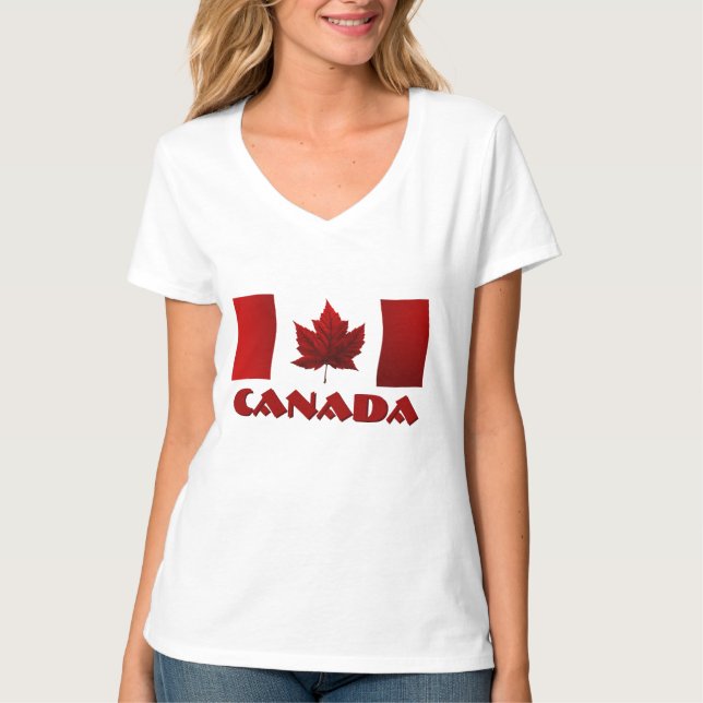 Kvinnors Passande Canada Flagga T-Shirt Souvenir S (Framsida)