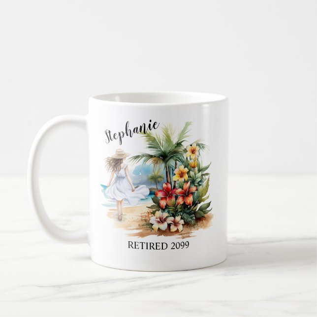 Kvinnors Pension Beach Aloha Flowers Kaffemugg (Vänster)