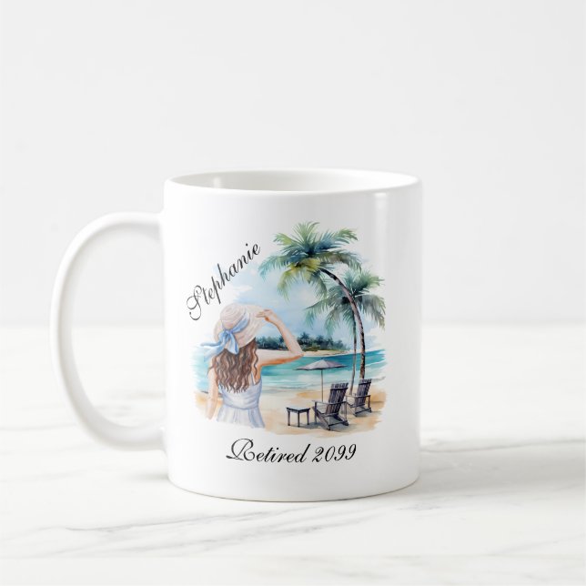 Kvinnors Pension Beach Théed Watercolor Kaffemugg (Vänster)