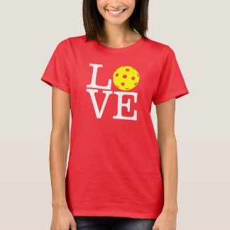 Kvinnors Pickleball T-shirt: "KÄRLEK" (röd) Tee Shirt