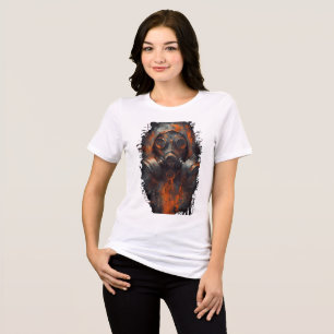 Kvinnors Post-Apokalyptisk Gas Mask Industriell T Shirt
