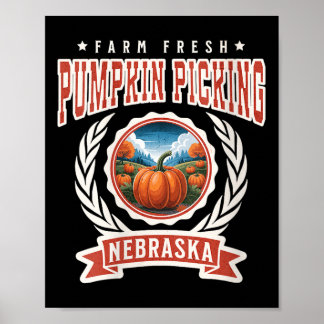 Kvinnors pumparplockning Nebraska familj höst Poster