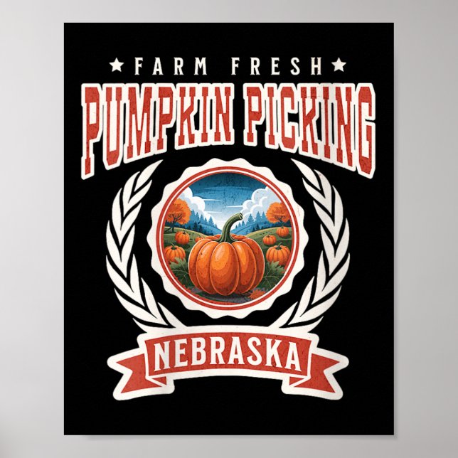 Kvinnors pumparplockning Nebraska familj höst Poster (Framsidan)