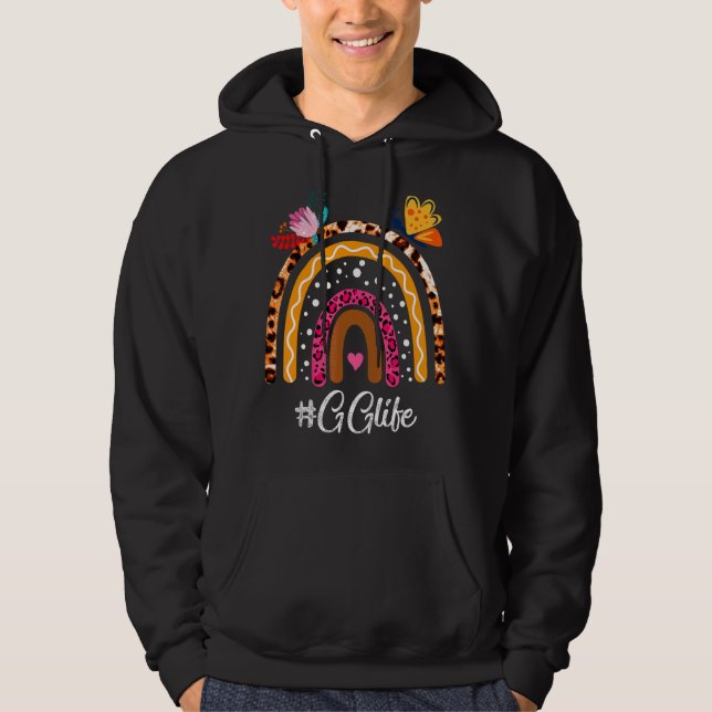 Kvinnors Rainbow Leopard Gg Life for Mors dag Hoodie (Framsida)
