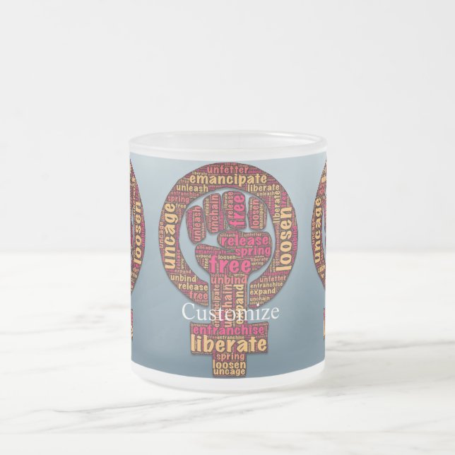 kvinnors rättigheter 2017 höjd näve frostad glasmugg (Center)