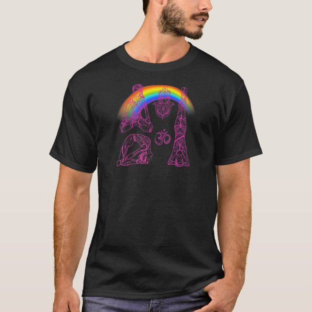 Kvinnors regnbåge grön yoga 7 t shirt (Framsida)