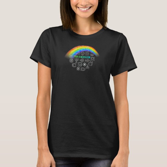 Kvinnors regnbåge röd yoga  3 t shirt (Framsida)