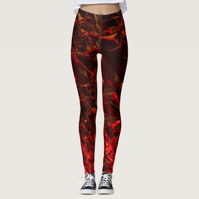 KVINNORS RETRO METALLIC TRINT Leggings (Framsida)