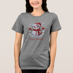Kvinnors Rhinestones Snömannen Holiday T Shirt