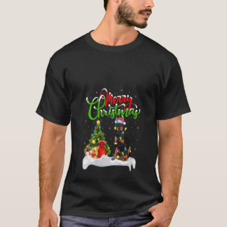 Kvinnors Roliga Dobermann Hundälskare Julbelysning T Shirt