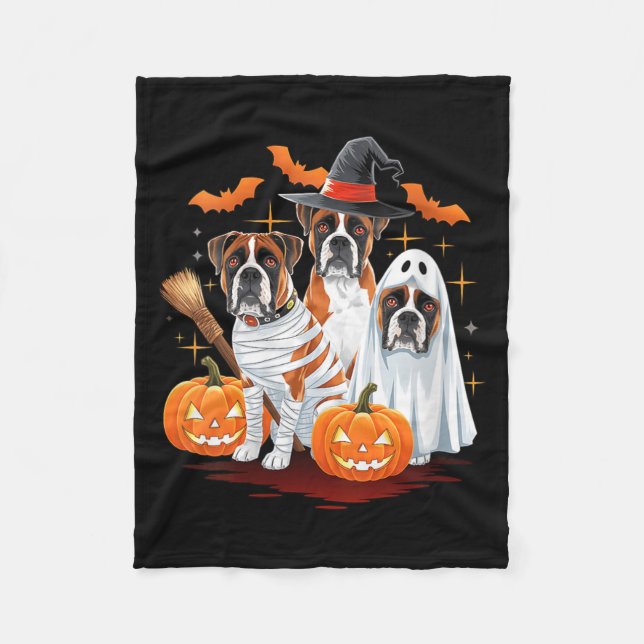 Kvinnors Roliga Tre Boxarspumpa Halloween Hund Fleecefilt (Framsidan)