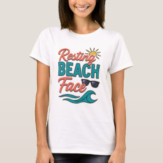 Kvinnors Roligt Beach Vibes T- shirt/ Top T Shirt
