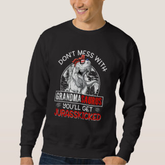 Kvinnors Roligt Retro Grandmasaurus Dinosaur Rex Lång Ärmad Tröja