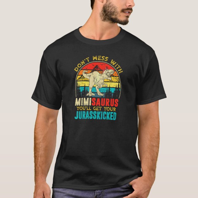 Kvinnors Roligt Retro Mimisaurus Dinosaur Rex mot T Shirt (Framsida)