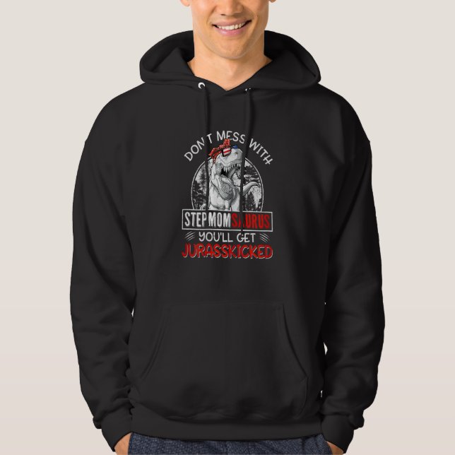 Kvinnors Roligt Retro Stepmomsaurus Dinosaur Rex Hoodie (Framsida)