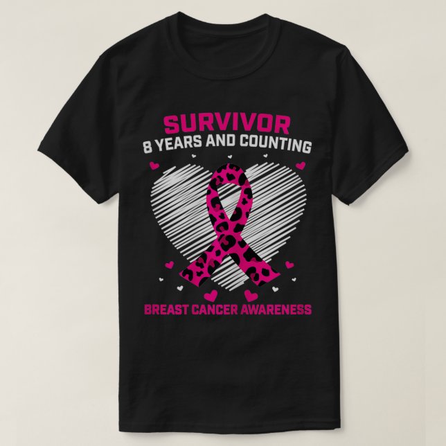 Kvinnors Rosa Bröstcancer överlevande 8 år gratis  T Shirt (Design framsida)