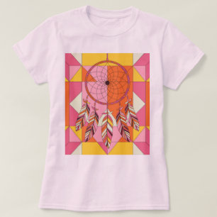 Kvinnors Rosa Dreamcatcher Geometric Shapes T-Shir T Shirt
