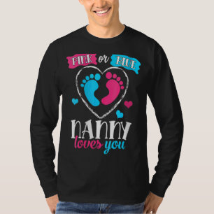 Kvinnors Rosa eller Blå Nanny Kärlek du Baby Gende T Shirt