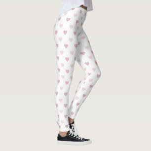 Kvinnors Rosa Heart Candy Leggings Rosa Hearts