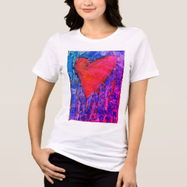 Kvinnors rosa - mosaikhjärta t shirt