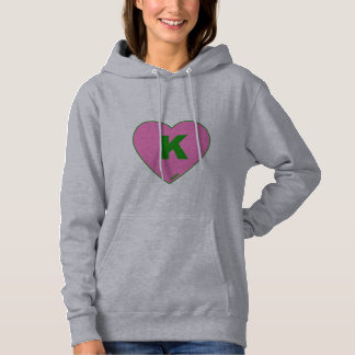 Kvinnors Rosa och Grönt K-Heart Hoodie T Shirt