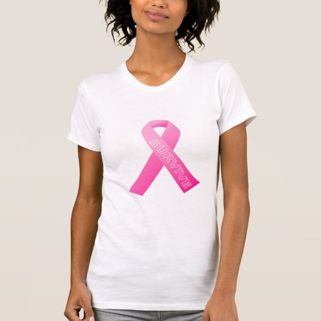Kvinnors Rosa Ribbon T-Shirt (Framsida)