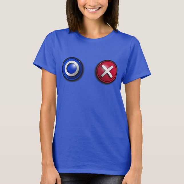 Kvinnors Röstande Knappar T-Shirt (Framsida)