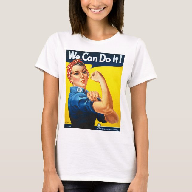 Kvinnors Rosy Riveter T Shirt - vi kan göra det (Framsida)