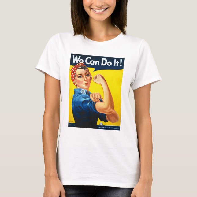 Kvinnors Rosy Riveter T Shirt - vi kan göra det (Framsida)