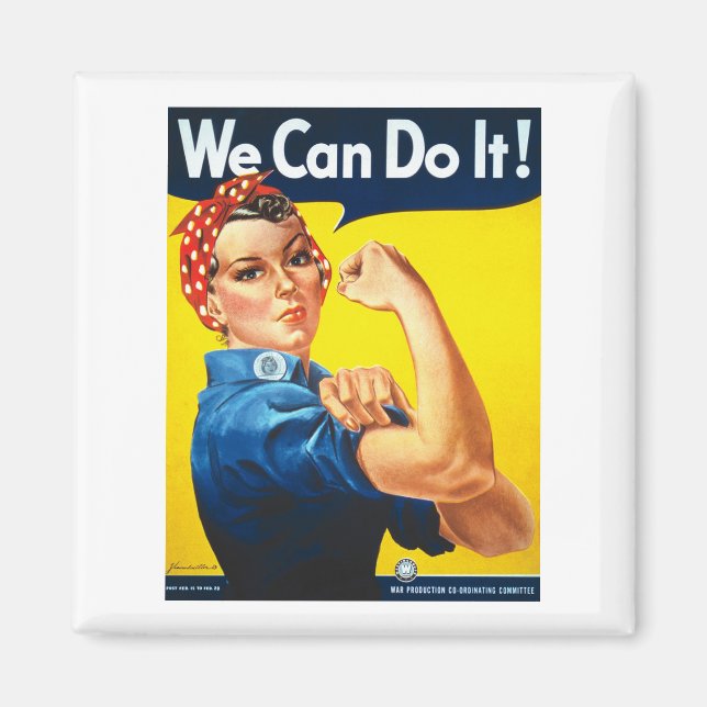 Kvinnors Rosy Riveter T Shirt - vi kan göra det Magnet (Framsidan)