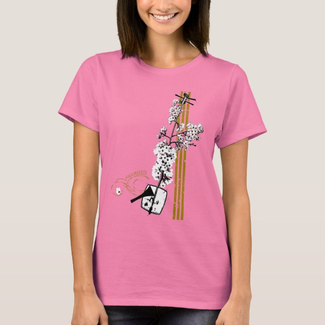 Kvinnors Sakura Shamisen Tee Shirt (Framsida)
