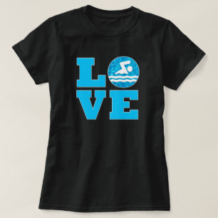 Kvinnors Simma KÄRLEK Swimming & Diving Swimmer T Shirt