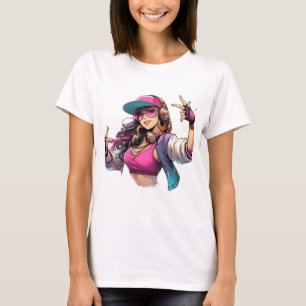Kvinnors skjorta som kombinerar elegans och djärvh t shirt