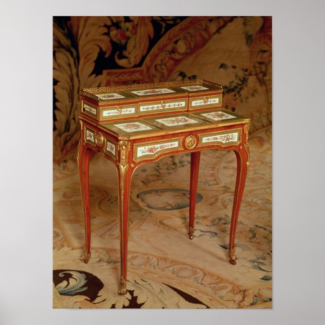Kvinnors skrivbord med Sevres porcelain-paneler Poster (Framsidan)