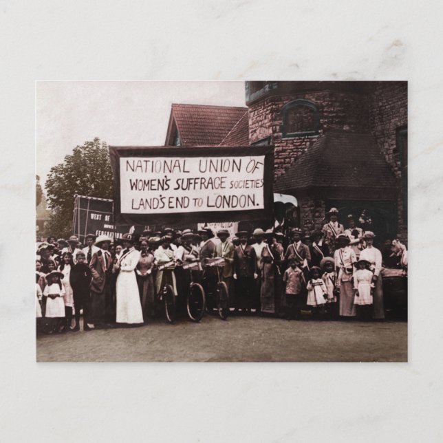 Kvinnors skyddsgrupp med banderoll vykort (Framsida)