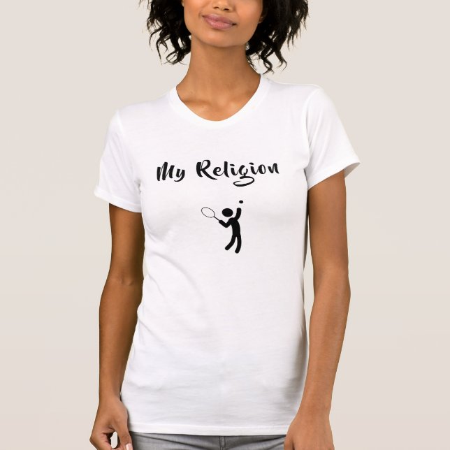 Kvinnors slank T-Shirt | Min religion (Framsida)