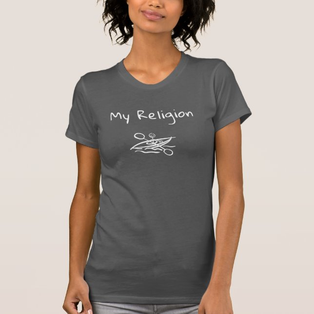 Kvinnors slanka t-shirt | Min religion (Framsida)