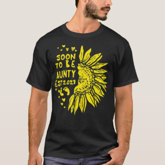 Kvinnors solrosa snart till 2021 Baby Announ T Shirt