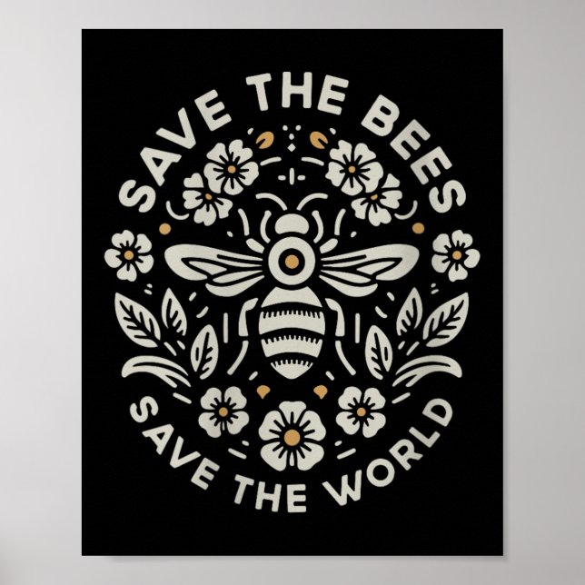Kvinnors Spara Bes Spara Blommigten BeV Poster (Framsidan)
